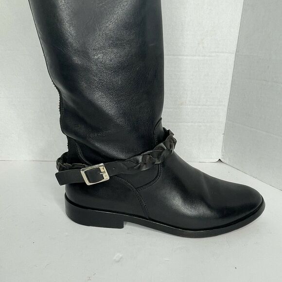 Golden Goose Deluxe Black Studded Buckle Strap Knee High Riding Boots Size 37 - Picture 8 of 12